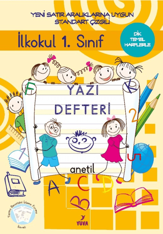 İlkokul 1. Sınıf Yazı Defteri Standart Çizgili Küçük - Dik Temel Harfl