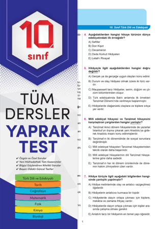 10. Sınıf Tüm Dersler Yaprak Test Kolektif