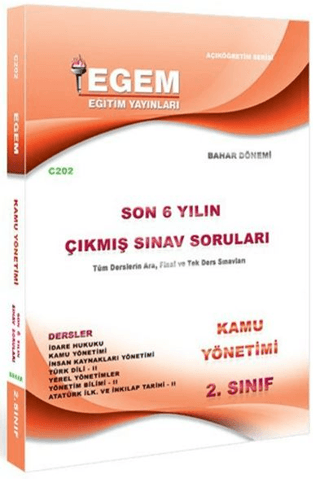 2. Sınıf Kamu Yönetimi Son 6 Yılın Çıkmış Sınav Soruları - Kod C202 Ko