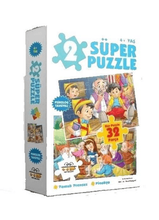 2 Süper Puzzle / Pamuk Prenses - Pinokyo 4+ Yaş