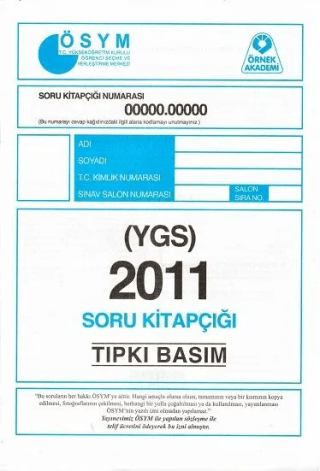 2011 YGS ÖSYM Tıpkı Basım Soru Kitapçığı Kolektif