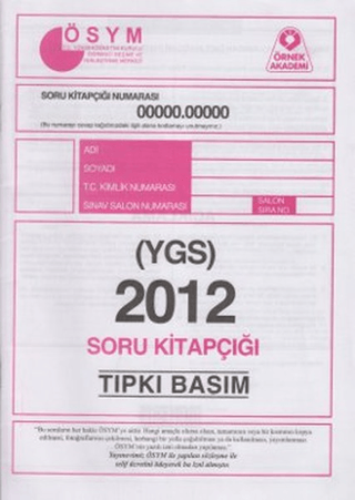 2012 YGS ÖSYM Tıpkı Basım Soru Kitapçığı Kolektif