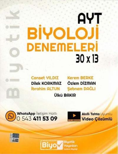 2022 AYT Biyoloji 30x13 Deneme Kolektif