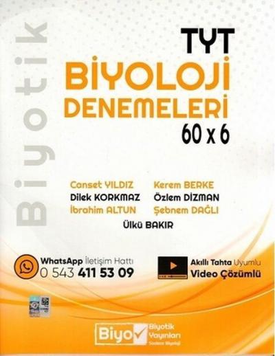 2022 TYT Biyoloji 60x6 Deneme Kolektif