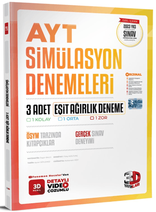 2023 AYT 3D Eşit Ağırlık 3'lü Simülasyon Deneme Kolektif