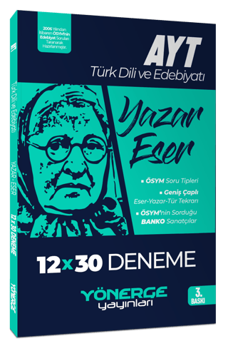 2024 AYT Türk Dili ve Edebiyatı Yazar Eser 12 x 30 Deneme Kolektif