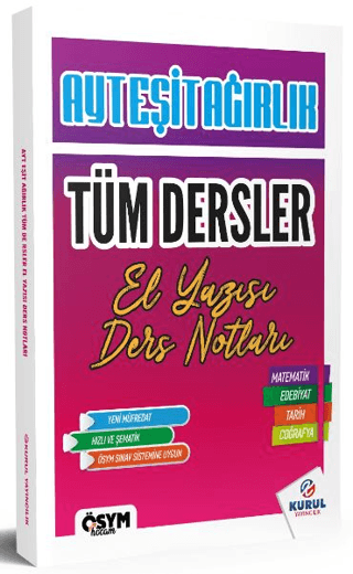 2025 AYT Eşit Ağırlık Tüm Dersler El Yazısı Ders Notları Kolektif