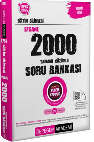 2025 KPSS Eğitim Bilimleri Tamamı Çözümlü Efsane 2000 Soru Bankası Kom