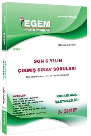 3. Sınıf Konaklama İşletmeciliği Son 6 Yılın Çıkmış Sınav Soruları - K