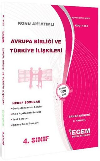 4. Sınıf 8. Yarıyıl Konu Anlatımlı Avrupa Birliği ve Türkiye İlişkiler