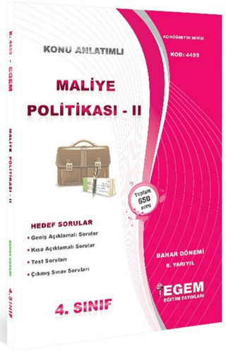 4. Sınıf 8. Yarıyıl Konu Anlatımlı Maliye Politikası 2 - Kod 4459 Kole