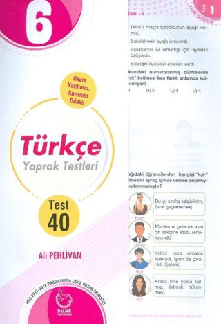 6. Sınıf Türkçe Yaprak Testleri Ali Pehlivan