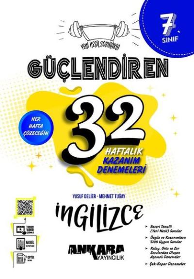 7. Sınıf 32 Haftalık İngilizce Güçlendiren Kazanım Denemeleri Mehmet T