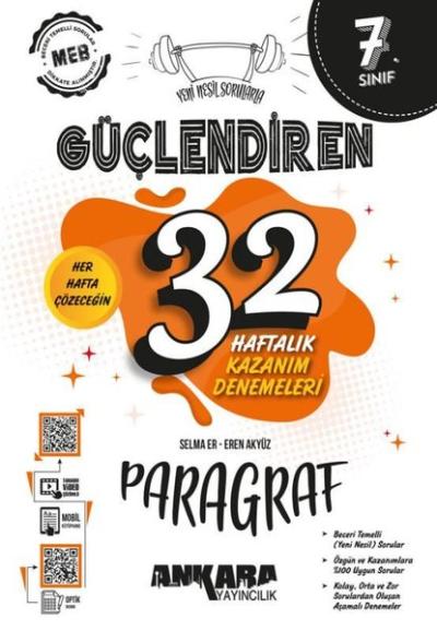 7. Sınıf Güçlendiren 32 Haftalık Paragraf Kazanım Denemeleri Kolektif