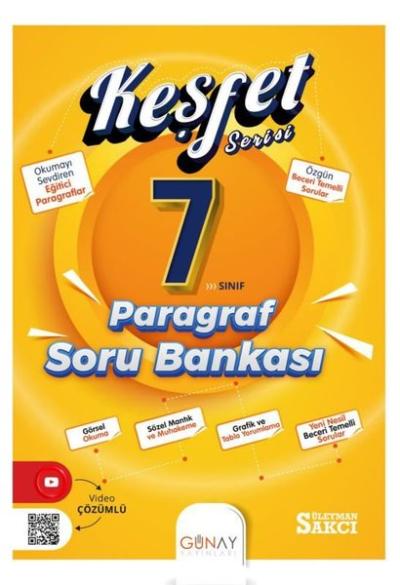 7. Sınıf Keşfet Serisi Paragraf Soru Bankası Süleyman Sakcı