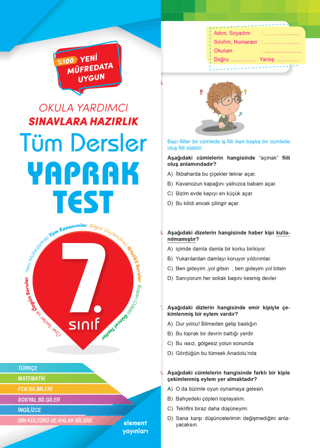 7. Sınıf Tüm Dersler Yaprak Test Kolektif