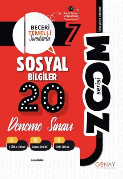 7. Sınıf Zoom Serisi 20'li Sosyal Bilgiler Denemeler Fatih Uğurlu