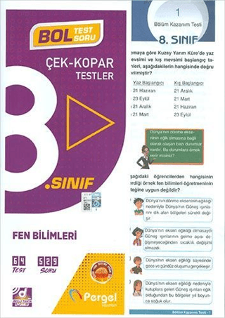 8. Sınıf 2022 Fen Bilimleri Çek Kopar Test (44 Bt-20 Üt) Kolektif