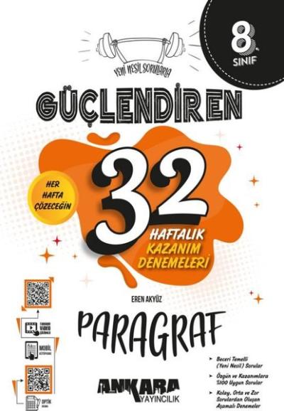 8. Sınıf 32 Haftalık Paragraf Güçlendiren Kazanım Denemeleri Eren Akyü