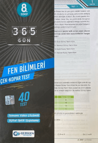 8.Sınıf 365 Gün Fen Bilimleri 40 Yaprak Test Kolektif