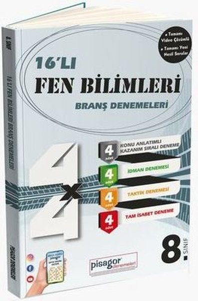 8. Sınıf Pisagor Fen Bilimleri 16'lı Branş Denemeleri Kolektif