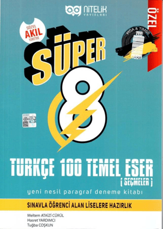 8. Sınıf Süper Türkçe 100 Temel Eser Yeni Nesil Paragraf Deneme Kitabı