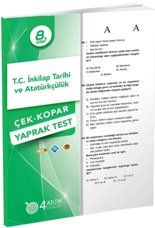 8. Sınıf T.C. İnkılap Tarihi ve Atatürkçülük Çek-Kopar Yaprak Test Kol