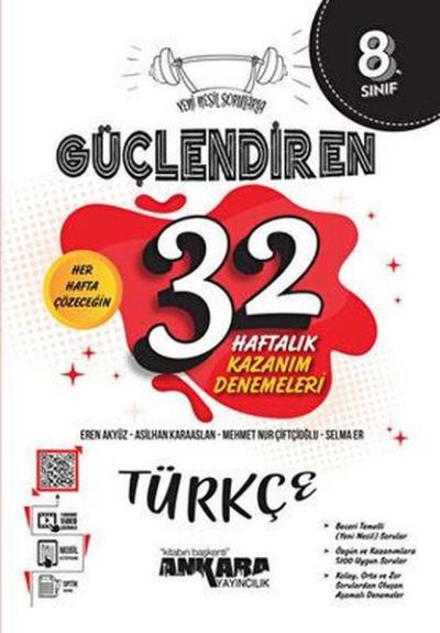 8. Sınıf Türkçe Güçlendiren 32 Haftalık Kazanım Denemeleri Asilhan Kar