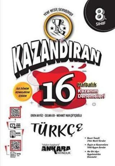 8. Sınıf Türkçe Kazandıran 16 Haftalık Kazanım Denemeleri Ceren Akyüz