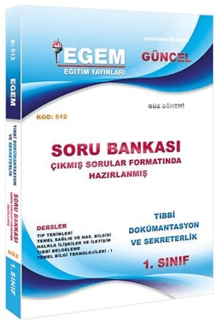 AÖF 1. Sınıf Tıbbi Dökümantasyon ve Sekreterlik Güz Dönemi 1. Yarıyıl 