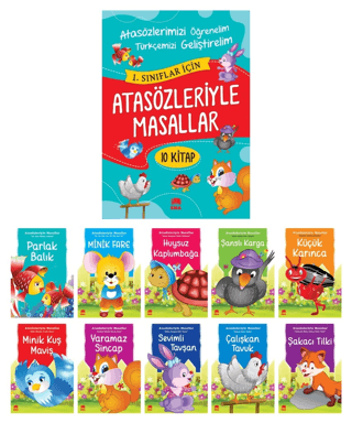 Atasözleriyle Masallar Seti Düz Yazılı (10 Kitap takım Büyük boy) Emin