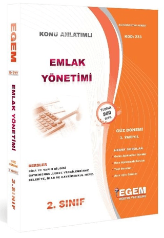 Emlak Yönetimi Konu Anlatımlı Soru Bankası-Güz Dönemi(3. Yarıyıl) Kod: