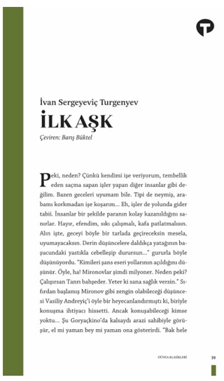 İlk Aşk İvan Sergeyeviç Turgenyev