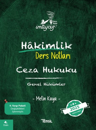 İmtiyaz Ceza Hukuku Genel Hükümler Hakimlik Ders Notları Metin Kaya