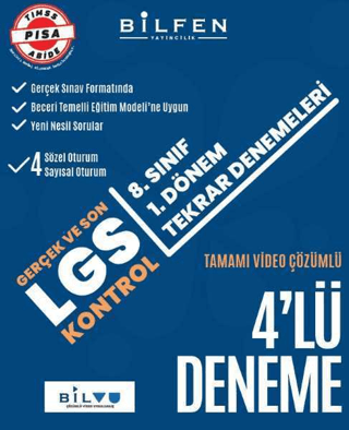 LGS 8. Sınıf 1. Dönem 4'lü Tekrar Denemeleri Kolektif