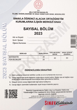 Sınav Kalitesinde 8. Sınıf LGS 2023 Tıpkı Basım Çıkmış Sorular ve Çözü