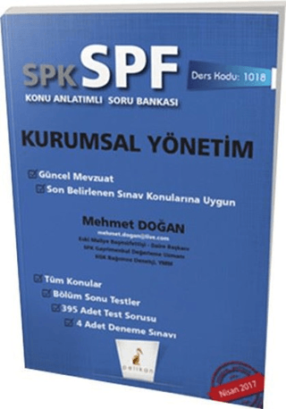 SPK - SPF Kurumsal Yönetim Konu Anlatımlı Soru Bankası Mehmet Doğan