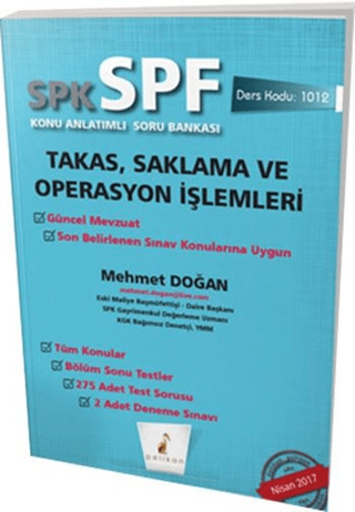 SPK - SPF Takas,Saklama ve Operasyon İşlemleri Konu Anlatımlı Soru Ban