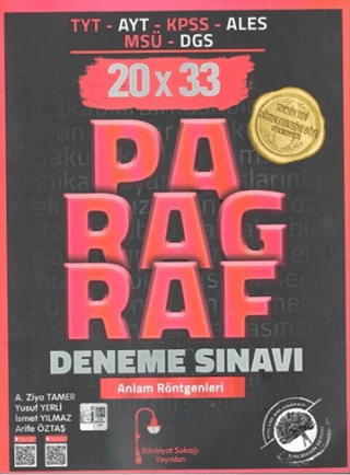 TYT AYT KPSS ALES MSÜ DGS Paragraf 20 x 33 Deneme Sınavı A. Ziya Tamer