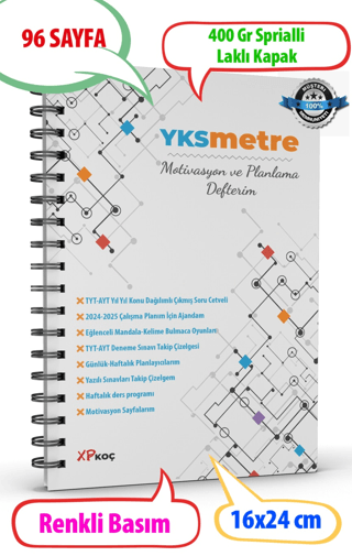 YKSMETRE Motivasyon ve Planlama Defteri / Günlük ve Haftalık Planlayıc